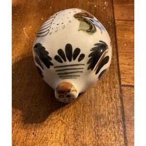 Pig Figurine Mexican Pottery Signed Reyna Flowers Painted Read